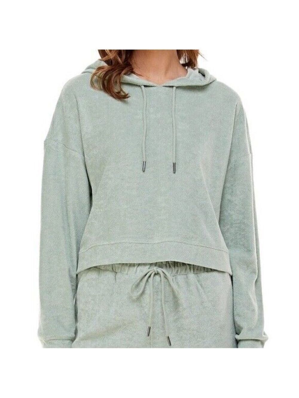 WAYF Bnwot Women Green Terry Hooded Sweater Sz Small